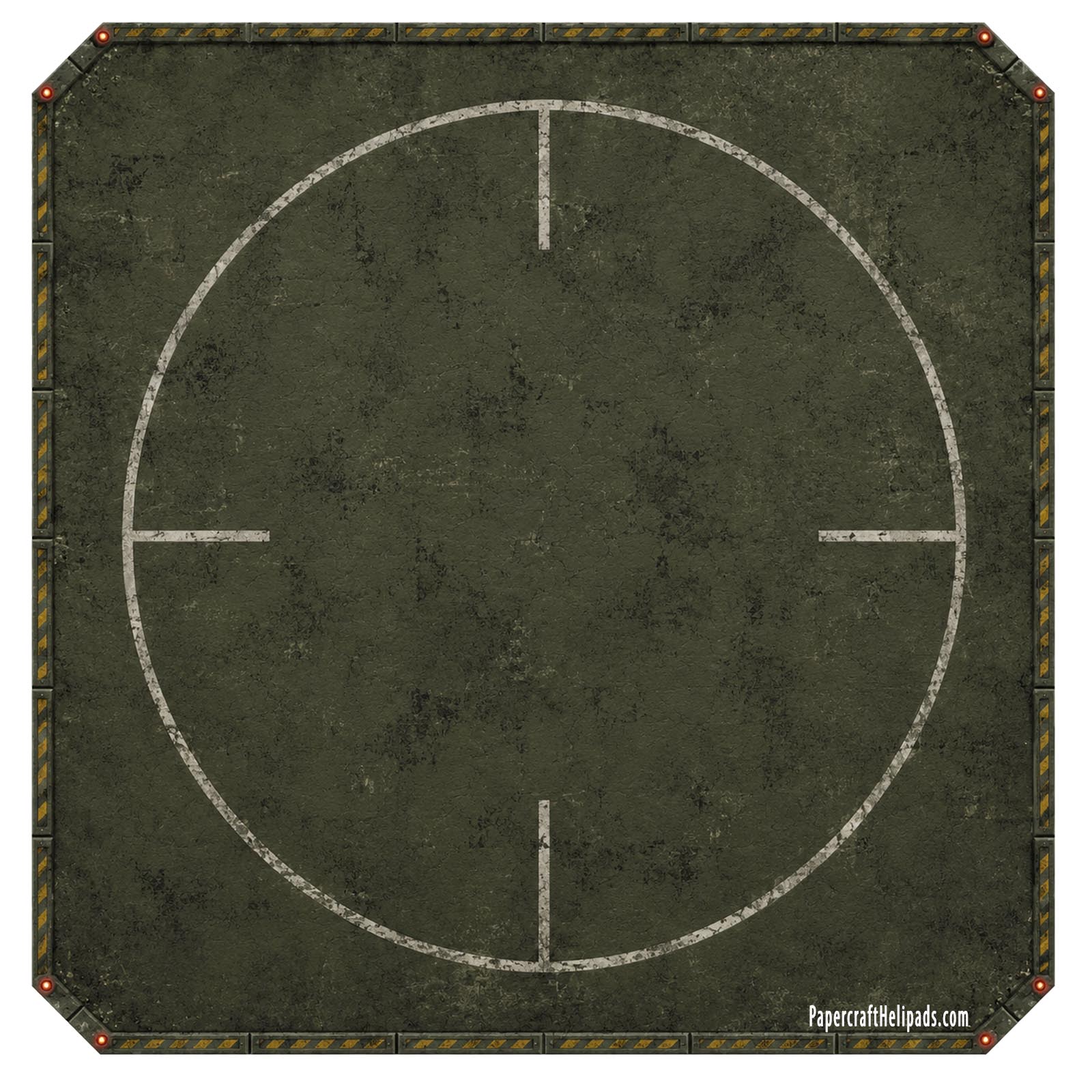 Free printable army green helicopter landing pad for military miniature displays