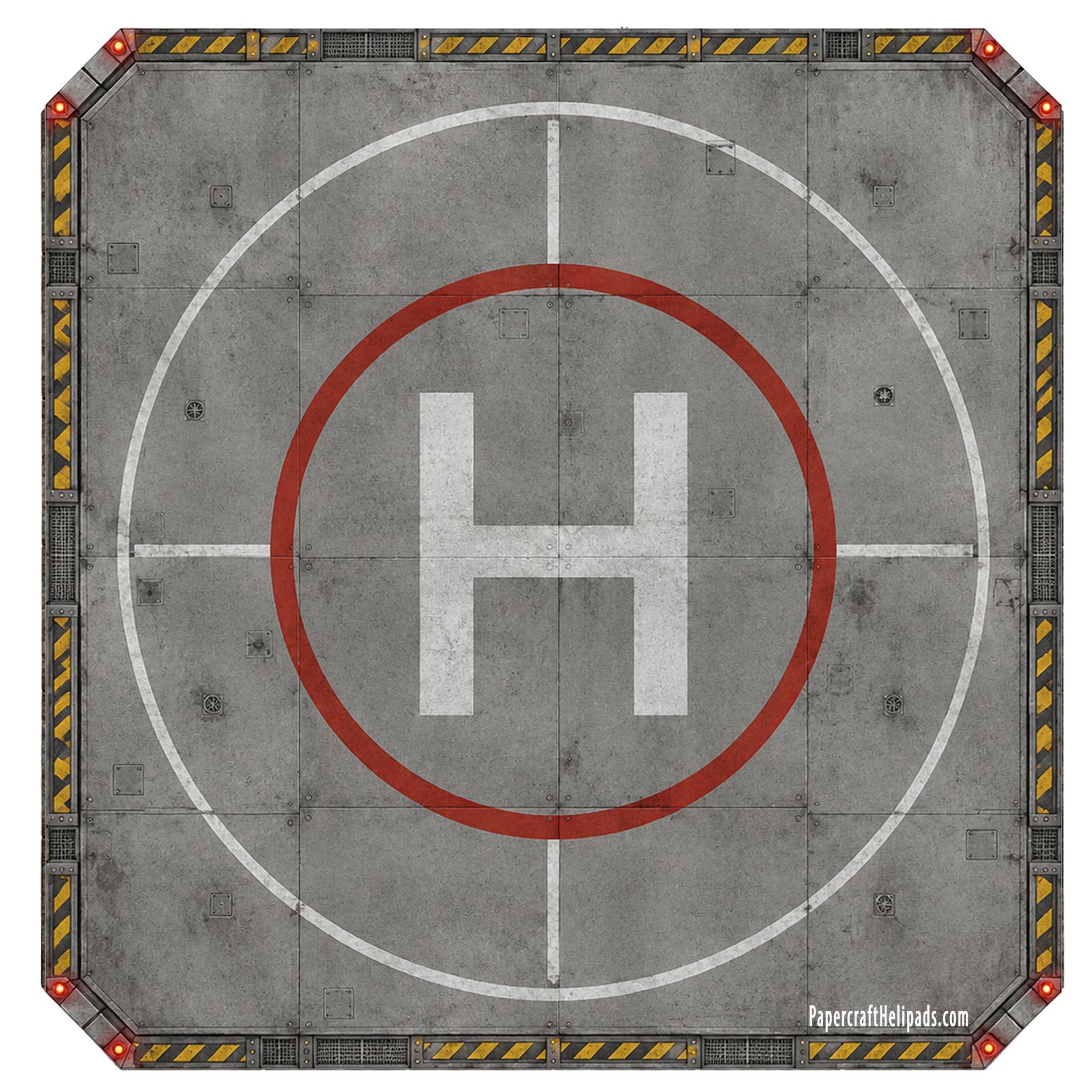 Free printable hospital helicopter landing pad with helipad markings and H symbol